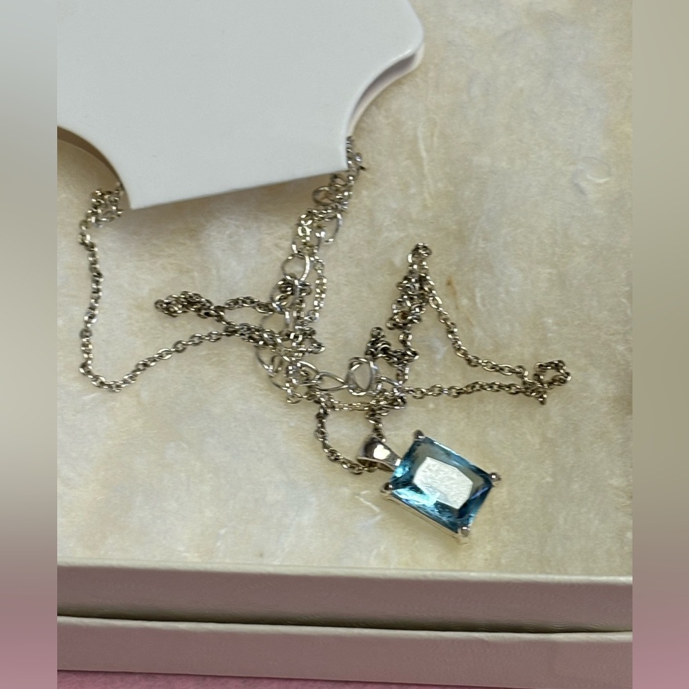 Silver Necklace with Blue Gemstone